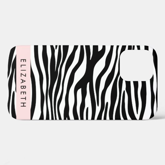Zebra Print, Streifen, Schwarz und Weiß, Ihr Name Case-Mate iPhone Hülle (Rückseite (Horizontal))