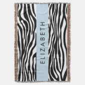 Zebra Print, Streifen, Schwarz und Weiß, Ihr Name Decke (Vorderseite Vertikal)