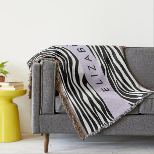 Zebra Print, Streifen, Schwarz und Weiß, Ihr Name Decke