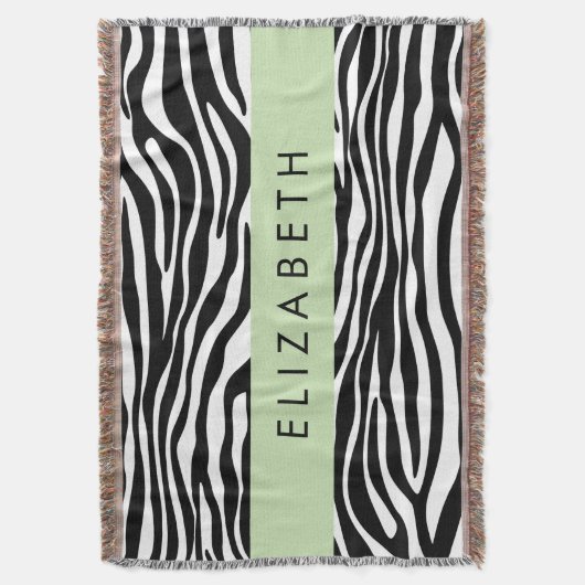 Zebra Print, Streifen, Schwarz und Weiß, Ihr Name Decke (Vorderseite Vertikal)