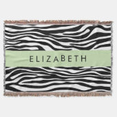 Zebra Print, Streifen, Schwarz und Weiß, Ihr Name Decke (Vorderseite)