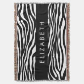 Zebra Print, Streifen, Schwarz und Weiß, Ihr Name Decke (Vorderseite Vertikal)