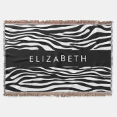 Zebra Print, Streifen, Schwarz und Weiß, Ihr Name Decke (Vorderseite)