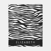 Zebra Print, Streifen, Schwarz und Weiß, Ihr Name Fleecedecke (Vorderseite)