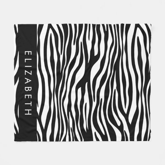 Zebra Print, Streifen, Schwarz und Weiß, Ihr Name Fleecedecke (Vorderseite (Horizontal))