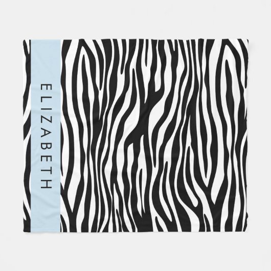 Zebra Print, Streifen, Schwarz und Weiß, Ihr Name Fleecedecke (Vorderseite (Horizontal))