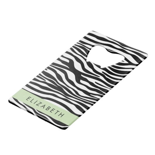 Zebra Print, Streifen, Schwarz und Weiß, Ihr Name Geldbeutel Flaschenöffner (Rückseite Schrägansicht)