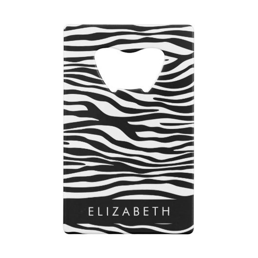 Zebra Print, Streifen, Schwarz und Weiß, Ihr Name Geldbeutel Flaschenöffner (Rückseite)