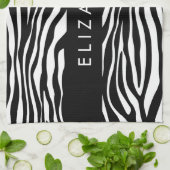 Zebra Print, Streifen, Schwarz und Weiß, Ihr Name Geschirrtuch (Gefaltet)