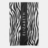 Zebra Print, Streifen, Schwarz und Weiß, Ihr Name Geschirrtuch (Vertikal)
