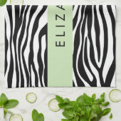 Zebra Print, Streifen, Schwarz und Weiß, Ihr Name Geschirrtuch (Gefaltet)