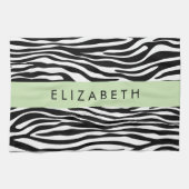Zebra Print, Streifen, Schwarz und Weiß, Ihr Name Geschirrtuch (Horizontal)