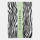 Zebra Print, Streifen, Schwarz und Weiß, Ihr Name Geschirrtuch (Vertikal)