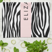 Zebra Print, Streifen, Schwarz und Weiß, Ihr Name Geschirrtuch (Gefaltet)