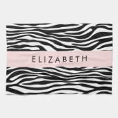Zebra Print, Streifen, Schwarz und Weiß, Ihr Name Geschirrtuch (Horizontal)