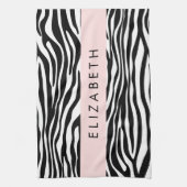 Zebra Print, Streifen, Schwarz und Weiß, Ihr Name Geschirrtuch (Vertikal)
