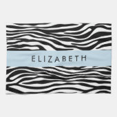 Zebra Print, Streifen, Schwarz und Weiß, Ihr Name Geschirrtuch (Horizontal)