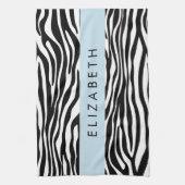 Zebra Print, Streifen, Schwarz und Weiß, Ihr Name Geschirrtuch (Vertikal)