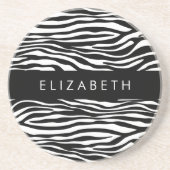 Zebra Print, Streifen, Schwarz und Weiß, Ihr Name Getränkeuntersetzer (Vorne)