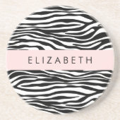 Zebra Print, Streifen, Schwarz und Weiß, Ihr Name Getränkeuntersetzer (Vorne)