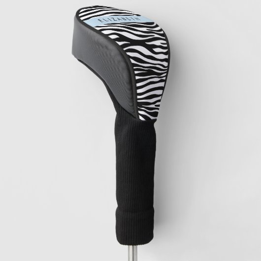 Zebra Print, Streifen, Schwarz und Weiß, Ihr Name Golf Headcover (angewinkelt)