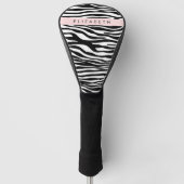 Zebra Print, Streifen, Schwarz und Weiß, Ihr Name Golf Headcover (Vorderseite)