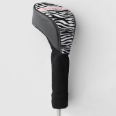 Zebra Print, Streifen, Schwarz und Weiß, Ihr Name Golf Headcover (angewinkelt)