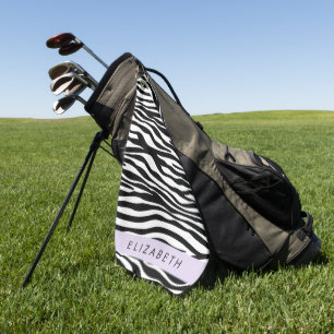 Zebra Print, Streifen, Schwarz und Weiß, Ihr Name Golfhandtuch