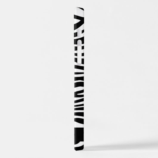 Zebra Print, Streifen, Schwarz und Weiß, Ihr Name iPhone Hülle (Linke Seite)