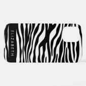 Zebra Print, Streifen, Schwarz und Weiß, Ihr Name iPhone Hülle (Rückseite (Horizontal))