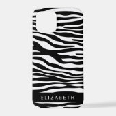 Zebra Print, Streifen, Schwarz und Weiß, Ihr Name iPhone Hülle (Rückseite)