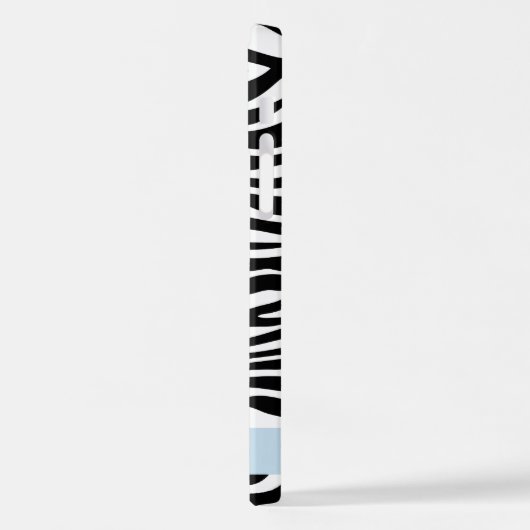 Zebra Print, Streifen, Schwarz und Weiß, Ihr Name iPhone Hülle (Linke Seite)