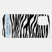 Zebra Print, Streifen, Schwarz und Weiß, Ihr Name iPhone Hülle (Rückseite (Horizontal))