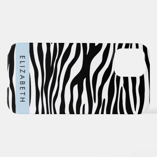 Zebra Print, Streifen, Schwarz und Weiß, Ihr Name iPhone Hülle (Rückseite (Horizontal))