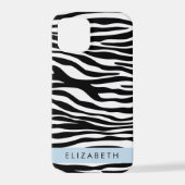Zebra Print, Streifen, Schwarz und Weiß, Ihr Name iPhone Hülle (Rückseite)
