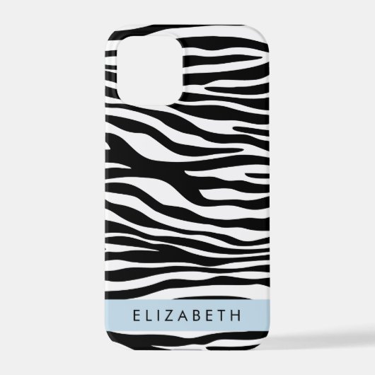 Zebra Print, Streifen, Schwarz und Weiß, Ihr Name iPhone Hülle (Rückseite)