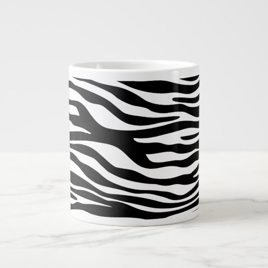 Zebra Print, Streifen, Schwarz und Weiß, Ihr Name Jumbo-Tasse (Vorderseite)
