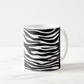 Zebra Print, Streifen, Schwarz und Weiß, Ihr Name Kaffeetasse (VorderseiteRechts)