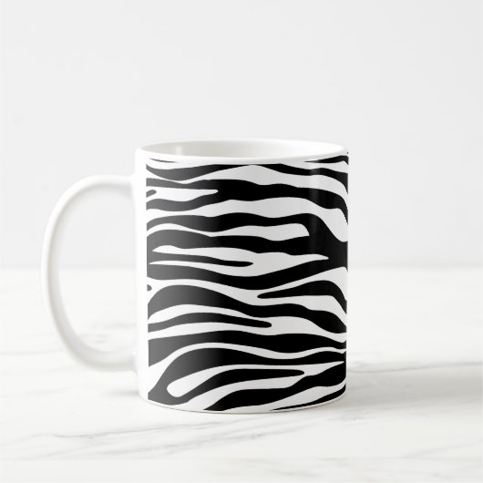 Zebra Print, Streifen, Schwarz und Weiß, Ihr Name Kaffeetasse (Links)