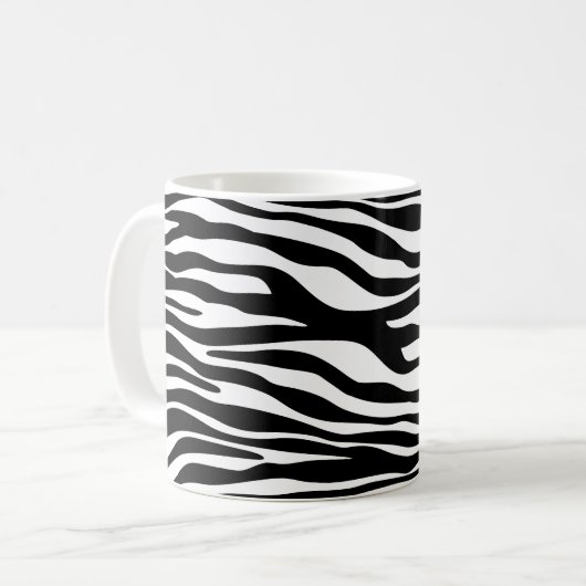 Zebra Print, Streifen, Schwarz und Weiß, Ihr Name Kaffeetasse (Vorderseite Links)