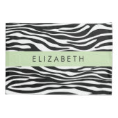 Zebra Print, Streifen, Schwarz und Weiß, Ihr Name Kissenbezug (Rückseite)