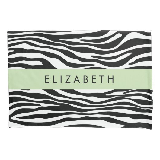 Zebra Print, Streifen, Schwarz und Weiß, Ihr Name Kissenbezug (Vorderseite)