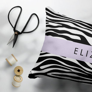 Zebra Print, Streifen, Schwarz und Weiß, Ihr Name Kissenbezug