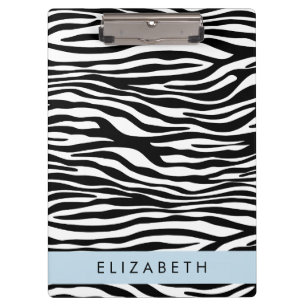 Zebra Print, Streifen, Schwarz und Weiß, Ihr Name Klemmbrett