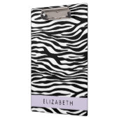 Zebra Print, Streifen, Schwarz und Weiß, Ihr Name Klemmbrett (Links)