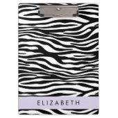 Zebra Print, Streifen, Schwarz und Weiß, Ihr Name Klemmbrett (Vorderseite)