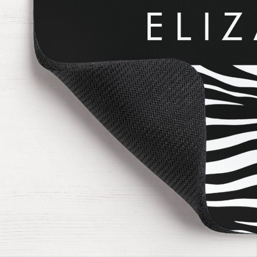Zebra Print, Streifen, Schwarz und Weiß, Ihr Name Mousepad (Ecke)