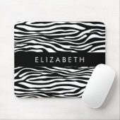 Zebra Print, Streifen, Schwarz und Weiß, Ihr Name Mousepad (Mit Mouse)