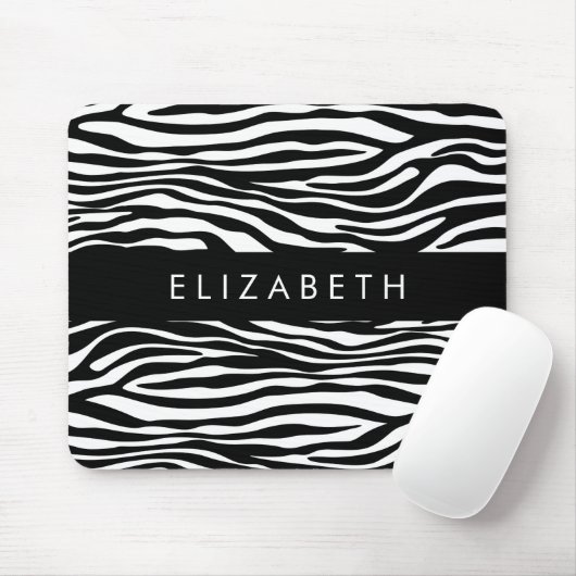 Zebra Print, Streifen, Schwarz und Weiß, Ihr Name Mousepad (Mit Mouse)