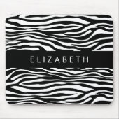 Zebra Print, Streifen, Schwarz und Weiß, Ihr Name Mousepad (Vorne)